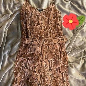 EUC Express snake print Romper XL stretchy faux belt